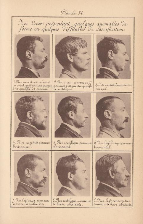 Alphonse Bertillon Identification anthropométrique : instructions signalétiques, Album, Imprimerie administrative de Melun 1893 similigravure © Coll. musée Nicéphore Niépce